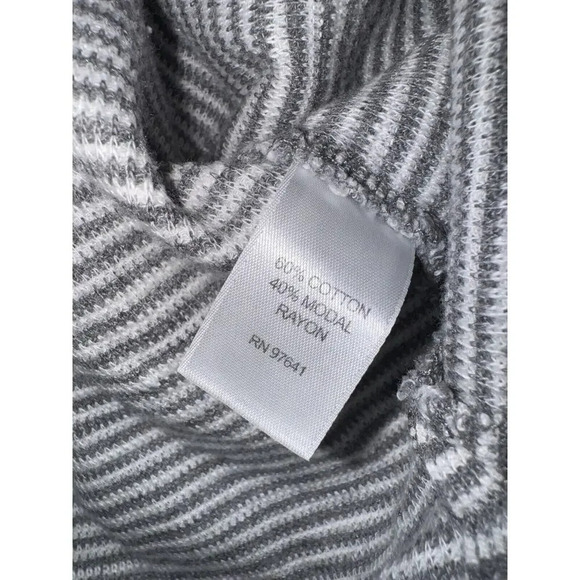 J Jill Textured Knit Tunic Gray Stripe Long Sleeve Sweater Top Hi Low Hem LARGE - Picture 4 of 7